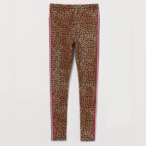 ✅NWOT/H&M  Leopard🐆print leggings/side striped/elasticized cover waist 🤎❤️🖤🤍